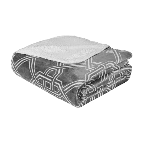 Sherpa Kuscheldecke Flauschig, 130x160cm Warn Fleecedecke für den Winter, Weich Sofadecke, Warm Decke, Couchdecke, Wohndecke - Dunkles Interlace von ETREXONLINE