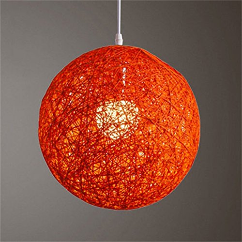 ETbotu Hängelampenschirm, rund, prägnant, handgewebt, Rattan, Kugel, Hängelampenschirm, Lampenschirm, Zubehör (15 cm Durchmesser), Orange von ETbotu