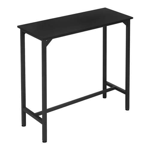 EUGAD Bartisch schwarz, Stehtisch, Küchentisch, Bar Tisch schmal, Konsolentisch, Flurtisch, Beistelltisch hoch, für Bar Bistro Kücheninsel, aus Holzwerkstoff Metall, 100x100x40cm 0036BAZ von EUGAD