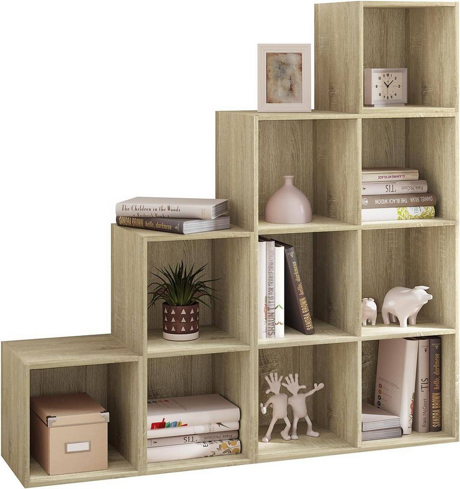 EUGAD Bücherregal, 1-tlg., Standregal, DIY Regal, Stufenregal, für Büro, 120x120x30cm von EUGAD