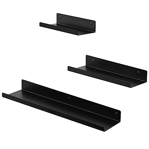 EUGAD Wandregal 3er Set, Regal für Wand, Hängeregal aus Metall, Schweberegal Industrie-Design, schwebendes Regal für Wohnzimmer Küche, schwarz von EUGAD