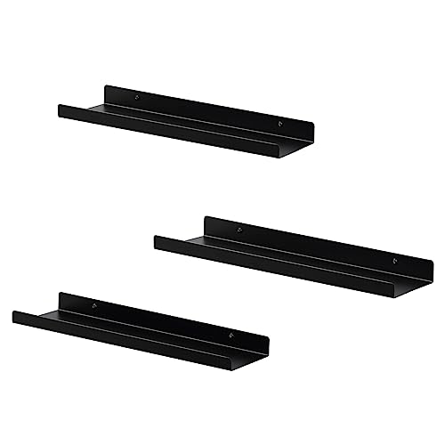 EUGAD Wandregal 3er Set, Regal für Wand, Hängeregal aus Metall, Schweberegal Industrie-Design, schwebendes Regal für Wohnzimmer Küche, schwarz von EUGAD