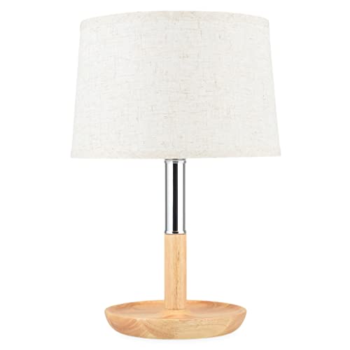 EUROSTIL LIGHT APONCT647 Lampe IUNA 1x40W E27, Natur, weiß. Sockel aus Holz, Lampenschirm aus Metall und Stoff. von EUROSTIL LIGHT