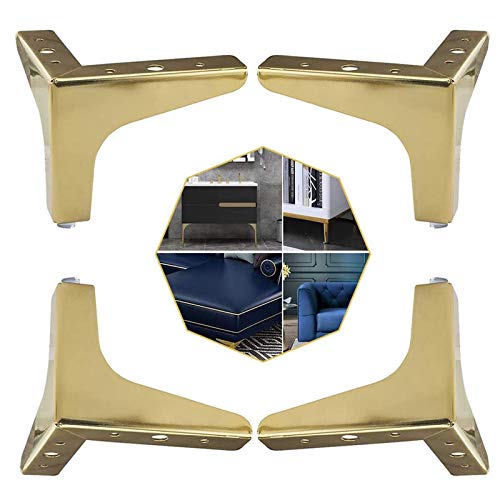 4 Stück DIY Dreieckige Möbel-Tischbeine aus Metall, Sofabeine aus Eisen, Ersatz-Haarnadelfüße (Gold, 100 mm) von EUTYRG