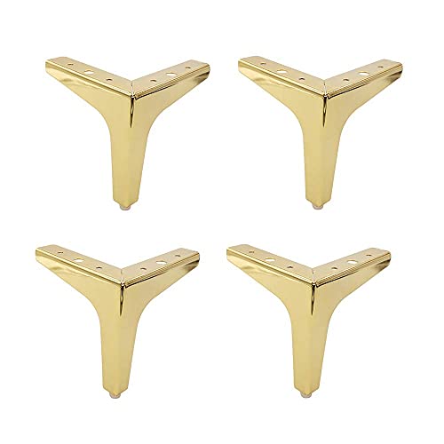 EUTYRG 4X Möbelbeine, Füße aus Metalleisen, dreieckige Stützbeine, geeignet für Badezimmer, Büros, Sofas, Schränke, Betten (Gold 17 cm) von EUTYRG