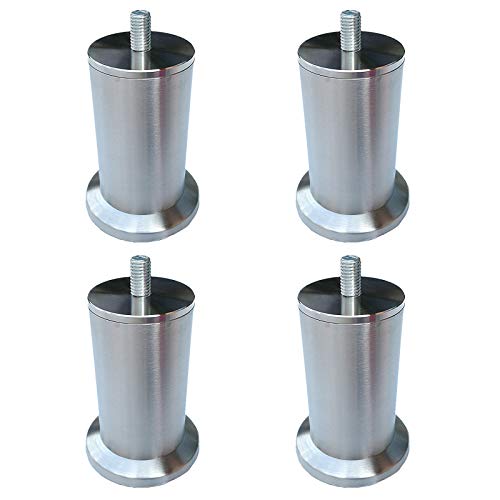 EUTYRG Set mit 4 Metall-/Edelstahlbeinen für Schränke, Couchtische, TV-Ständer, Möbel-/Sofa-Stützfüße (Silber, 12,5 cm) von EUTYRG