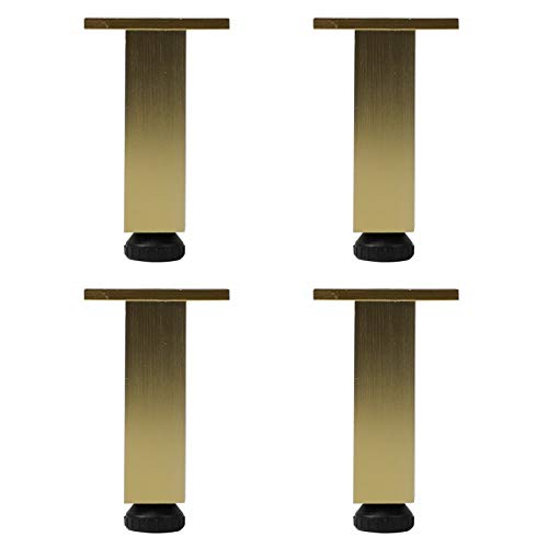 EUTYRG Verstellbare Tischbeine aus Metall und Aluminiumlegierung, quadratische Badezimmerschrankfüße, Stützfüße zur Bettbalkenverstärkung (Gold, 25 cm) von EUTYRG