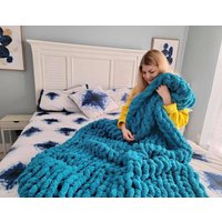 Extra Jumbo Grobstrick Chenille Decke, Chunky Garn, Arm Stricken Grobstrick Super Geschenk, Weihnachten von EVOKnit