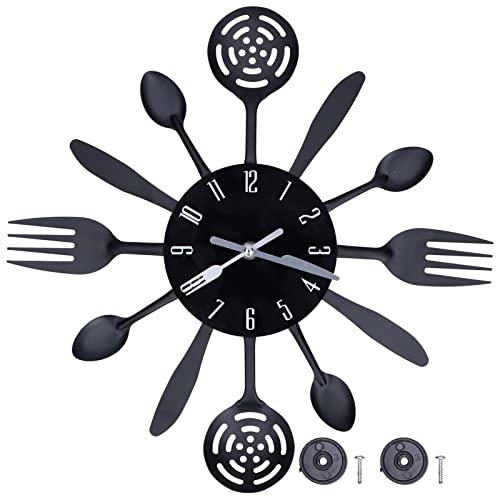 EVTSCAN Schwarze Küche Wanduhr - Moderne abnehmbare Wanduhr Zimmer Dekoration Wanduhr mit Besteck Löffel Gabel Form Dekor, für Zuhause Küche/Restaurant EVTSCAN Schwarze Küche Wanduhr - Moderne abnehmbare Wanduhr Zimmer Dekoration Wanduhr mit Besteck Löffel Gabel Form Dekor, für Zuhause Küche/Restaurant von EVTSCAN