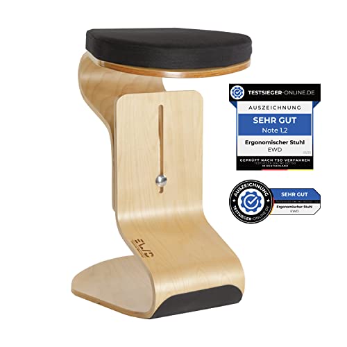 EWD Ergonomic Wood Design Bürohocker Ergonomisch Holz [Höhenverstellbar] ergonomischer Hocker für Gesundes Sitzen [Pendelhocker] Schreibtischstuhl Gesunder Rücken | Büro Stuhl aussuchen von EWD Ergonomic Wood Design