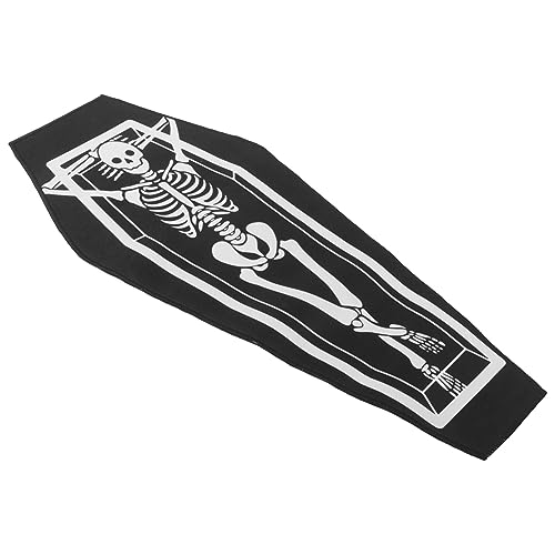 EXCEART Dekorative Totenkopf-bodenmatte Sarg-badematte Skelett-türteppich Sarg-badezimmerteppich rutschfeste Fußmatte Tür-eingangs-bodenmatte Sargmatte Sargteppich Kristallsamt Halloween von EXCEART