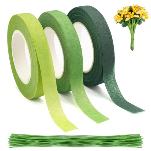 3 Rollen Floristenband,Blumenband,10M x 12mm Floral Kreppband mit 100 Blumenstieldraht,Floral Tape Stiel,Floristenband Grün Selbstklebend,Floristik Kreppband für Blumenarrangements DIY Kunsthandwerk 3 Rollen Floristenband,Blumenband,10M x 12mm Floral Kreppband mit 100 Blumenstieldraht,Floral Tape Stiel,Floristenband Grün Selbstklebend,Floristik Kreppband für Blumenarrangements DIY Kunsthandwerk von EXIN DECHEN