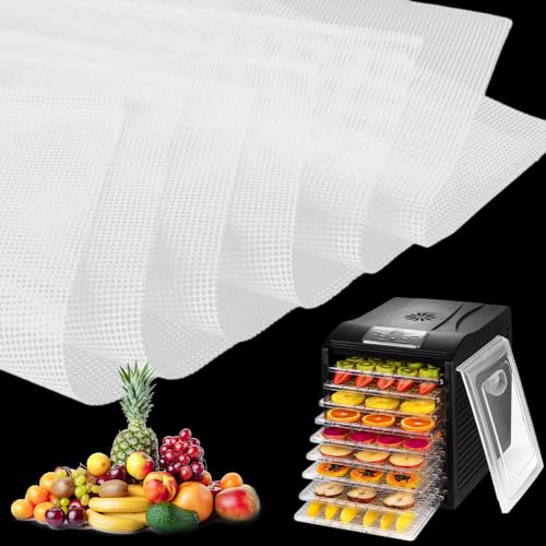 6 Stück Silikon Dehydrator Blätter,35.6×35.6cm Quadratische Silikon Dörrfolie,BPA-Frei Antihaft Lebensmittel Obst Dehydrator Matten,Silikon-Backmatten Blatt,Dampfgarer Netz Backmatte für Obsttrockner von EXIN DECHEN