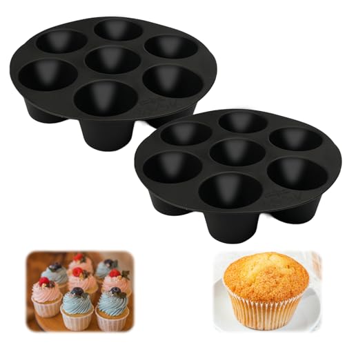 2 Stück Mini Muffinform, Muffin Backform Silikon, Minimuffinform,Mini Muffinform Silikon Antihaft Silikonform Muffinform Silikon Muffin Pfanne für Air Fryer Ofen für Cupcakes Brownies Torten Pudding von EXIN DEHCEN