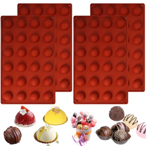 4 Stück Silikonform Halbkugel, Silikonform Pralinen mit 24 Löchern Silikon Pralinenform Halbkugel Backform Pralinenformen für Schokolade, Kuchen, Gelee, Kuppel-Mousse von EXIN DEHCEN