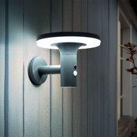 Wandlampe mit Bewegungsmelder LED Solarleuchte Haustürlampe Fassadenleuchte anthrazit Gartenlampe, 250lm, kaltweiß, BxH 24x21 cm von EXPO BÖRSE