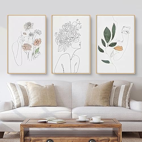 EXQUILEG 3er Stilvolles Blume Bilder Set Blume Poster Kunstdrucke Moderne Wandbilder Minimalistischer Stil Wanddeko Ohne Rahmen Premium Für Wohnzimmer Schlafzimmer Esszimmer (50 * 70cm) von EXQUILEG