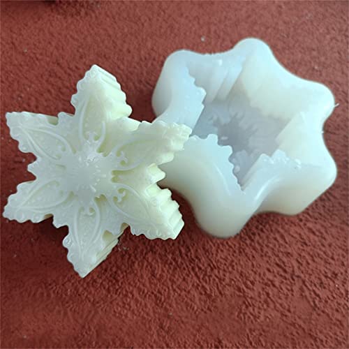 EXQULEG 3D Schneeflocke Silikonform Silikon Kerzenformen 3D Weihnachten Kerzenform Kerzen Gießform,Für die Herstellung von Kerzen, Weihnachtsdekoration (4#) von EXQULEG