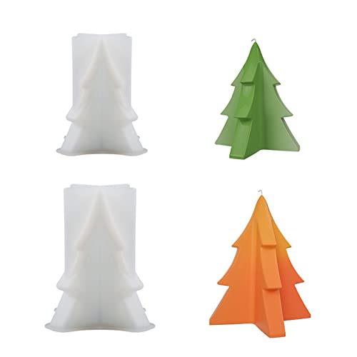 EXQULEG 3D Weihnachtsbaum Kerzenform Kerzengießform,Form Kerzen Gießen Formen,DIY Silikon Kerzen Gießform,Silikonform für Kerzen, Fondant, Kuchendekoration, Weihnachtsbaum, Werkzeug,2pc von EXQULEG