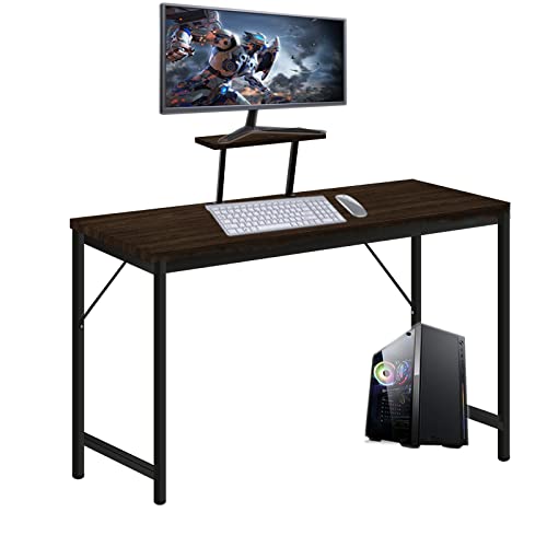 Computertisch Schreibtisch,Schreibtisch mit Kleiner Abnehmbarem Monitorständer Leicht Montierbarer Computertisch Arbeitstisch mit Speicherplatine Bürotisch(Nero, 80 x 40 x 75 cm) von EXSELTMAN