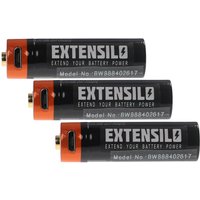 Extensilo - 3x aa Mignon Akkus mit Micro USB-Anschluss (920 mAh, 1,5 v, Li-Ion) von EXTENSILO