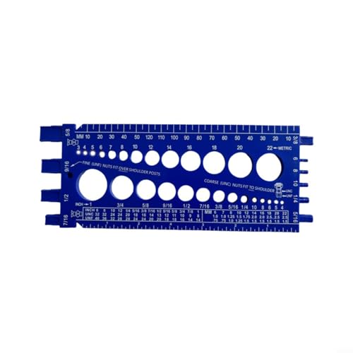 EXTRWORY 21 Cm Schraubenschablone Mess-Werkzeug Muttern- Und Bohrer-Gewindeschrauben Messwerkzeug Metrisches Imperial-Messgerät,Für Männliche Und Weibliche Messgeräte Schraubenmessgerät(blue) von EXTRWORY