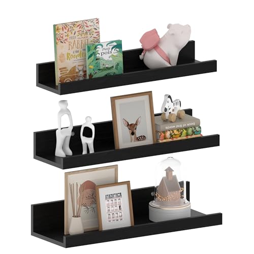 EXYGLO 40cm Lang Wandregal Schwarz, Rustikale Schweberegal Bilderleiste für Wohnzimmer, Küche, Kinderzimmer oder Schlafzimmer, 3 Stück mit Verschiedenen Größen EXYGLO 40cm Lang Wandregal Schwarz, Rustikale Schweberegal Bilderleiste für Wohnzimmer, Küche, Kinderzimmer oder Schlafzimmer, 3 Stück mit Verschiedenen Größen von EXYGLO