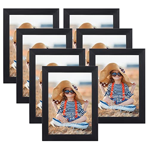 EXYGLO 7er Set Bilderrahmen 10x15 cm, Schwarz Fotorahmen Collage für 15x10 cm Fotos und Bilder, Dunkler Rahmen Leicht und Dünn - Wand- oder Tischaufsteller von EXYGLO