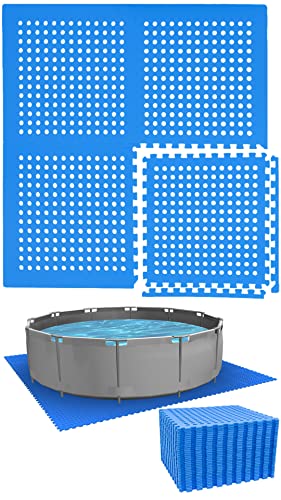 EYEPOWER Poolunterlage für 305 cm Pool Rund - 36 Schaumstoff Matten - 1cm Bodenschutz Fliesen - Outdoor Puzzlematte unter Stahlwand Swimmingpool - Gartenpool Bodenschutzmatte Pool Unterlage Terrasse von EYEPOWER