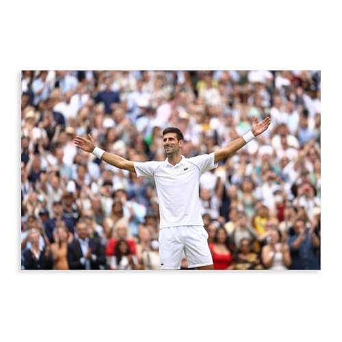 EYEZER Novak Djokovic Kunstdruck auf Leinwand, Poster, Wandkunst, Dekordruck, Bild, Gemälde für Wohnzimmer, Schlafzimmer, Dekoration, ungerahmt, 50 x 75 cm von EYEZER