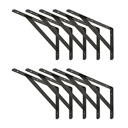 EZYDECOR Gerüstbrett Regalhalterung 10 Stück Schwarz Wandhalterungen für Regale Dreieck Schweberegal Halterungen Metall Regalträger von EZYDECOR