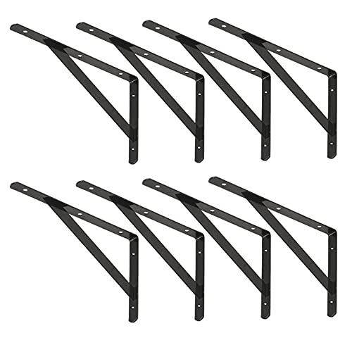 EZYDECOR Gerüstbrett Regalhalterung 8 Stück Schwarz Wandhalterungen für Regale Dreieck Schwebende Regalhalterungen Metall Regalstütze von EZYDECOR
