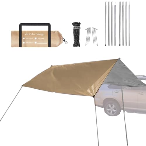 Eastuy SUV-Camping-Überdachung, Auto-Überdachung für Camping - wasserdichte Regenfliegenzeltplane,Anti-UV, leichtes, reißfestes Auto-Camping-Schattendach für Wohnmobile von Eastuy