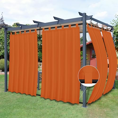 Easy-Going Outdoor-Terrassen-Vorhänge, abnehmbare Schlaufen, winddicht, wetterfest, für Cabana, Veranda, Pergola und Pavillon, 2 Paneele, 137 x 244 cm, Orange von Easy-Going