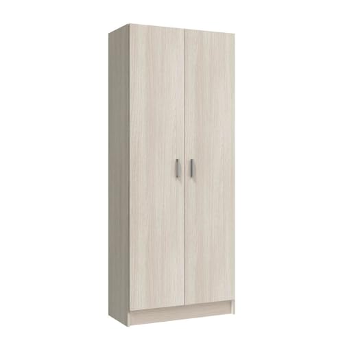 Mehrzweck-Kleiderschrank mit zwei Flügeltüren und zwei höhenverstellbaren Einlegeböden, Eichenfarbe, 73 x 37 x H180 cm von Habitdesign