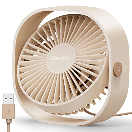 EasyAcc USB Ventilator, Mini Ventilator USB Tischventilator leise Klein 2 Jahre Garantie Starker Exquisit Lüfter 3 Geschwindigkeiten 360 Grad Drehung Desk Fan für Schreibtisch Zuhause Büro von EasyAcc