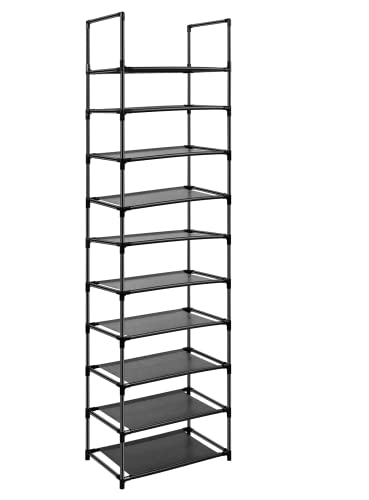 Easyhouse Schuhregal mit 10 Ebenen, Schuhablage, Schuhaufbewahrung, Schmal, Metallgestell, Ablagen aus Vliesstoff für Eingang, Schrank, Schlafzimmer, Flur von Easyhouse