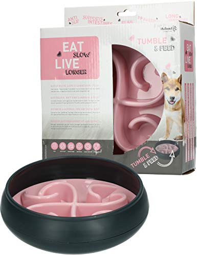 Eat Slow Live Longer Tumble Feeder - Futterautomat - Anti-Schling - Hundenapf - Slow Feeder mit Bewegung - Das Trager-Futter für Ihr Haustier - Rosa - ø 20 cm von Eat Slow Live Longer