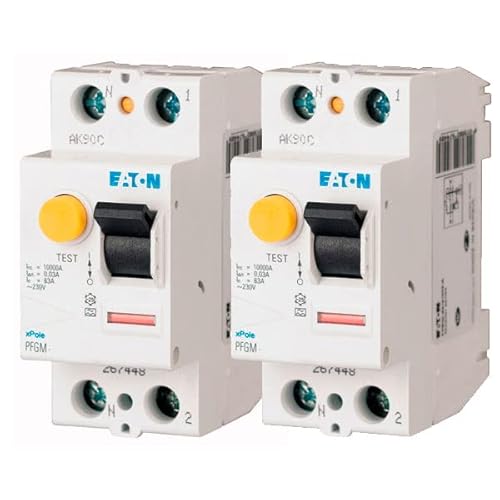 EATON 267444 PFGM-40/2/003 – Wechselschalter – weiß – Controller schwarz – 2 Poles / 40 A / 30 mA – Typ A – Schraubanschluss – 2 Schalter von Eaton