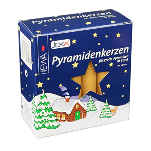 JEKA Kerzen PK 18/100 Pyramidenkerzen (18 Stück/Pack) groß Natur Größe ca. 17 x 105 mm von Jeka