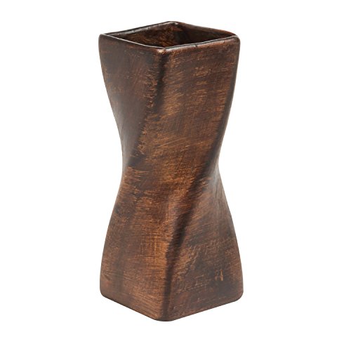 Blumenvase Tischvase Keramik Holzdekor braun H 19 cm gedreht Vase Blumen matt von Ecoceramika