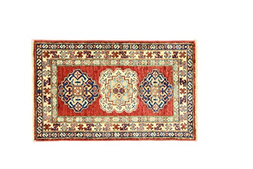 Eden Kunststoff Kazak Super Teppich Hand geknotet, Wolle, mehrfarbig, 55 x 88 cm von Eden Carpets
