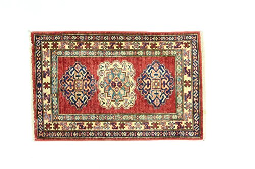 Eden Carpets Kazak Super Handgeknüpfter Teppich, Wolle, mehrfarbig, 59 x 92 cm von Eden Carpets