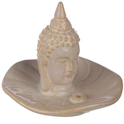 Eden Räucherstäbchen Buddha und Blatt, Keramik, Multi, Height 9cm Width Depth 10cm von Puckator