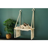 Makramee Katze Wandmöbel/Wandbett, Handgewebte Bequeme Katzenhängematte/Katzenhängehaus/Katzenschaukelbett Für Wand/Fenster, Boho Wanddekor von Edensunlight