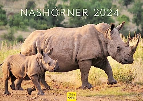 Edition Seidel Premium Kalender Nashörner 2024 Format DIN A3 Wandkalender Tierkalender Afrika Südostasien Nashorn Rhino Rhinozerosse Wildtiere von Edition Seidel