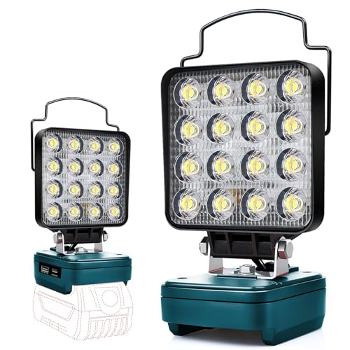 Akku Lampe Für Bosch 18v, 48W Kabellose Led Arbeitsleuchte Akku, Hell Led Strahler Tragbares Flutlichter Baustellen Lampe,Akku Scheinwerfer mit Typ C und USB-Aufladung von Edtran