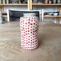 Polka Dot Vase, Rot Weiß Blumenvase, Geschenk Für Sie, Handgemachte Kleine Einzigartige Dünne Bauernhaus Geschenk, Tabletop Keramik Dänisch von EeliArtStudio