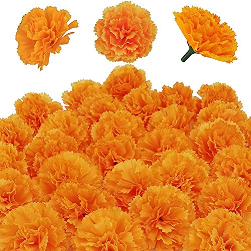 Eeneme Artificial Marigold Flower Heads 30Pcs,Marigolds Decoration Set Silk Artificial Flowers for DIY Wedding Party Deor Indian Festival Backdrop Parties von Eeneme