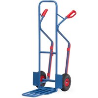 fetra® Paketkarre, mit Klappschaufel + Gleitkufen, TK 300 kg, Schaufel BxT 320 x 250 mm, Luft-Bereifung von fetra®